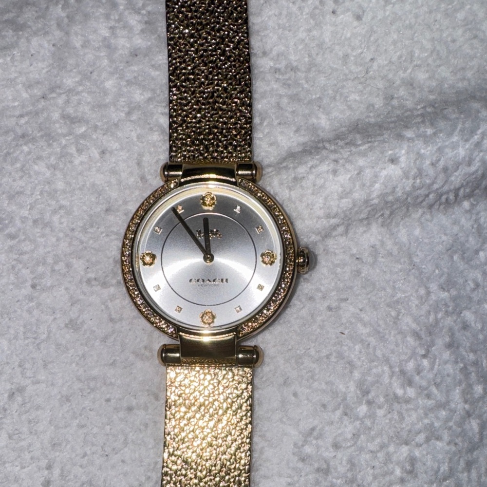 Coach Women's Gold and Silver Textured Watch